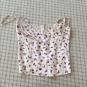 Reformation Cream Cowl Neck Floral Tie-Strap Camisole